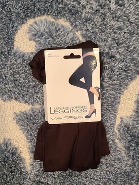 Via Spiga Dark Brown Lux Microfiber Leggings